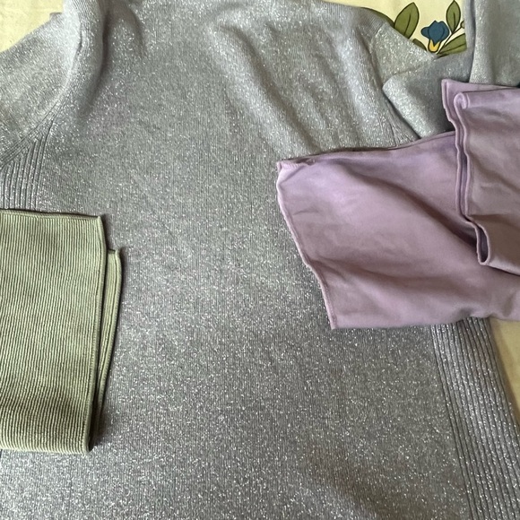Chico's lilac purple mist shimmer metallic silver turtleneck sweater top - Picture 11 of 13
